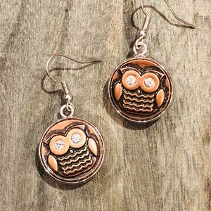 Copper owl earrings